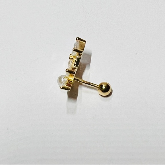 Edwina Pearl Marquise Crystal CZ 18k Gold Plated S925 Pierced Stud Earring 1pc - Picture 7 of 7